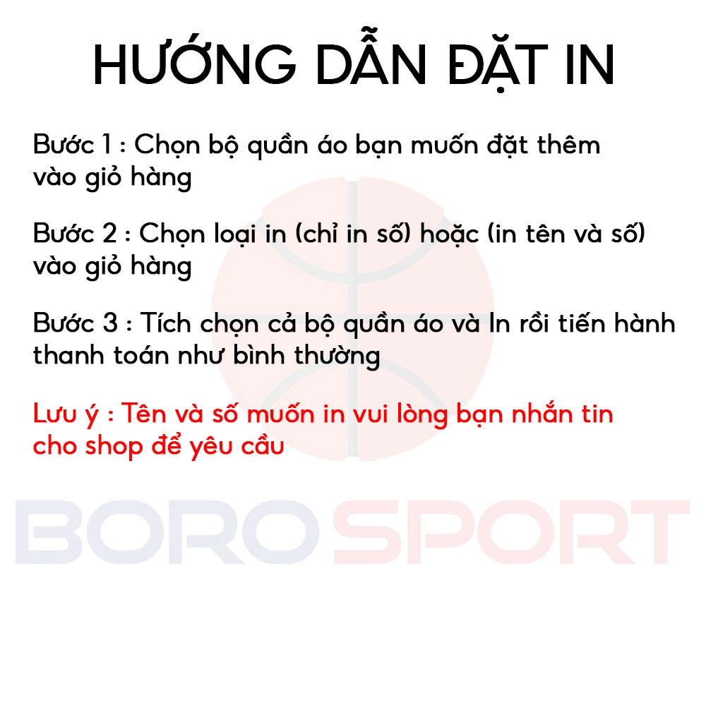 Decal  In tên và số cho bộ quần áo bóng đá chất lượng cao bền đẹp Boro Sport