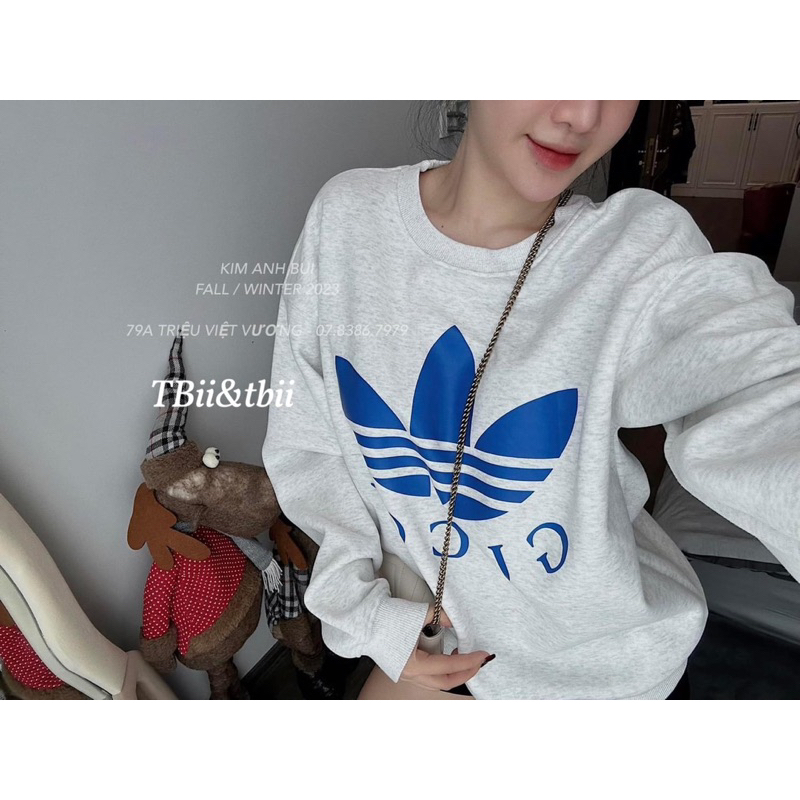 Áo Nỉ Hoodies D.a.s Ghi Logo Xanh Kim Anh Bùi