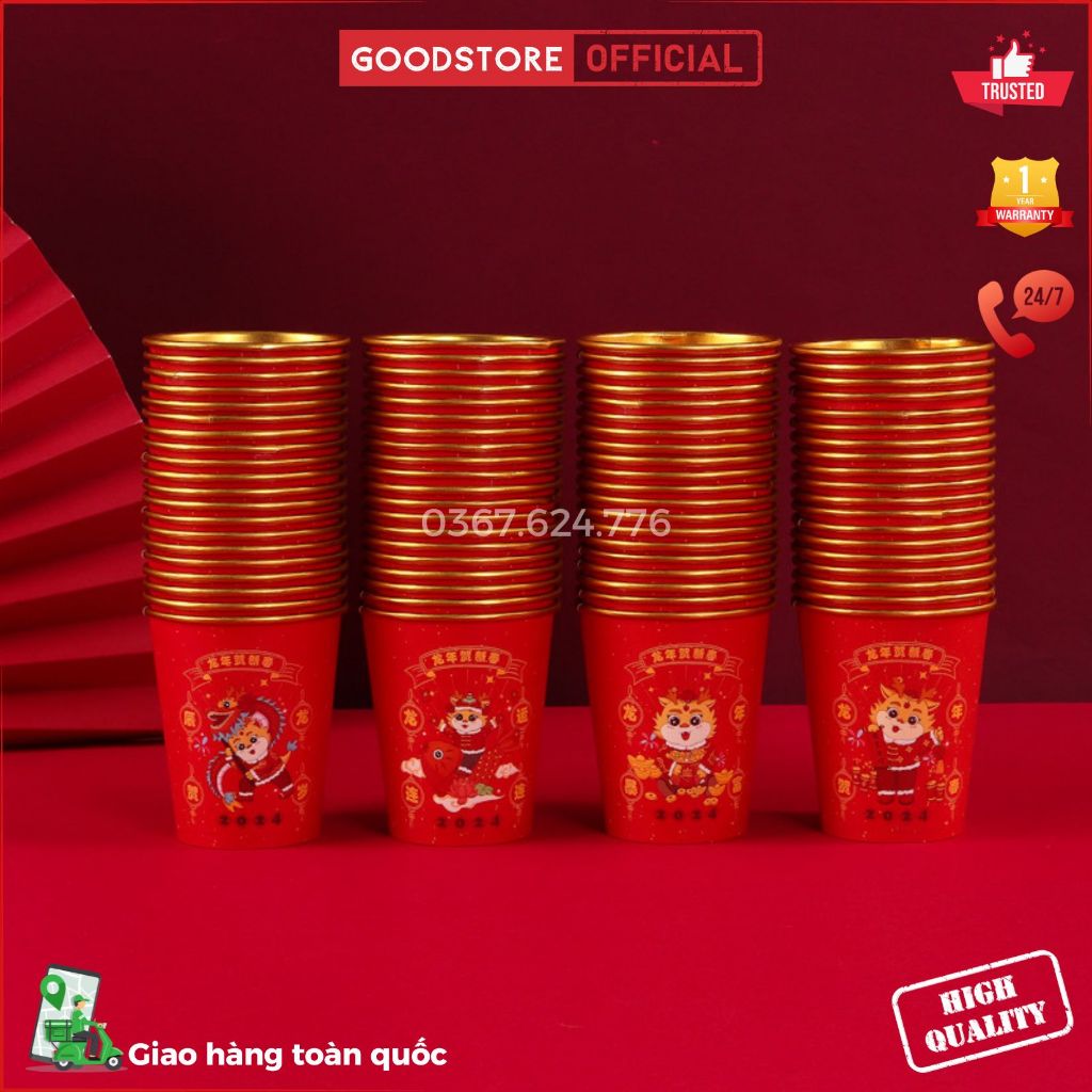 Cốc giấy bình an, may mắn mừng năm mới 2024  - Năm con rồng