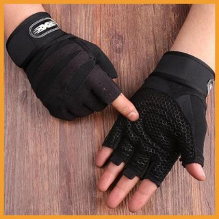 găng tay bao tay xe máy moto biker có gù bảo vệ đen hở ngón