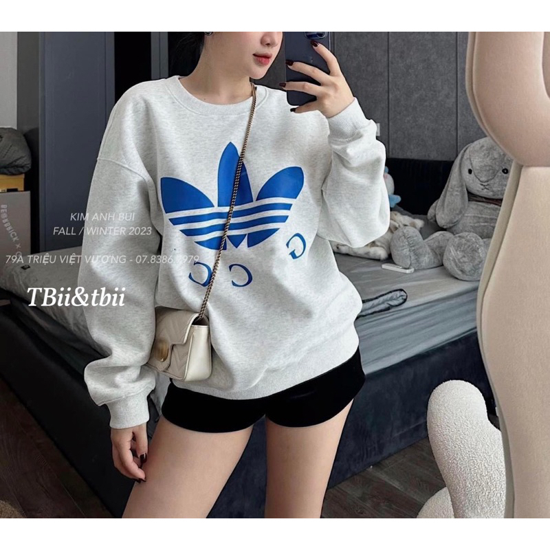 Áo Nỉ Hoodies D.a.s Ghi Logo Xanh Kim Anh Bùi