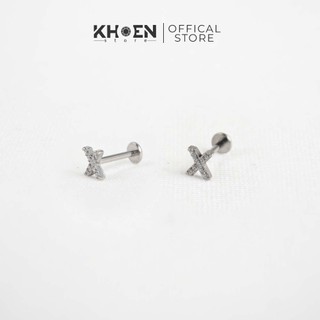 Khuyên chữ x đá - titanium g23 - khoen store