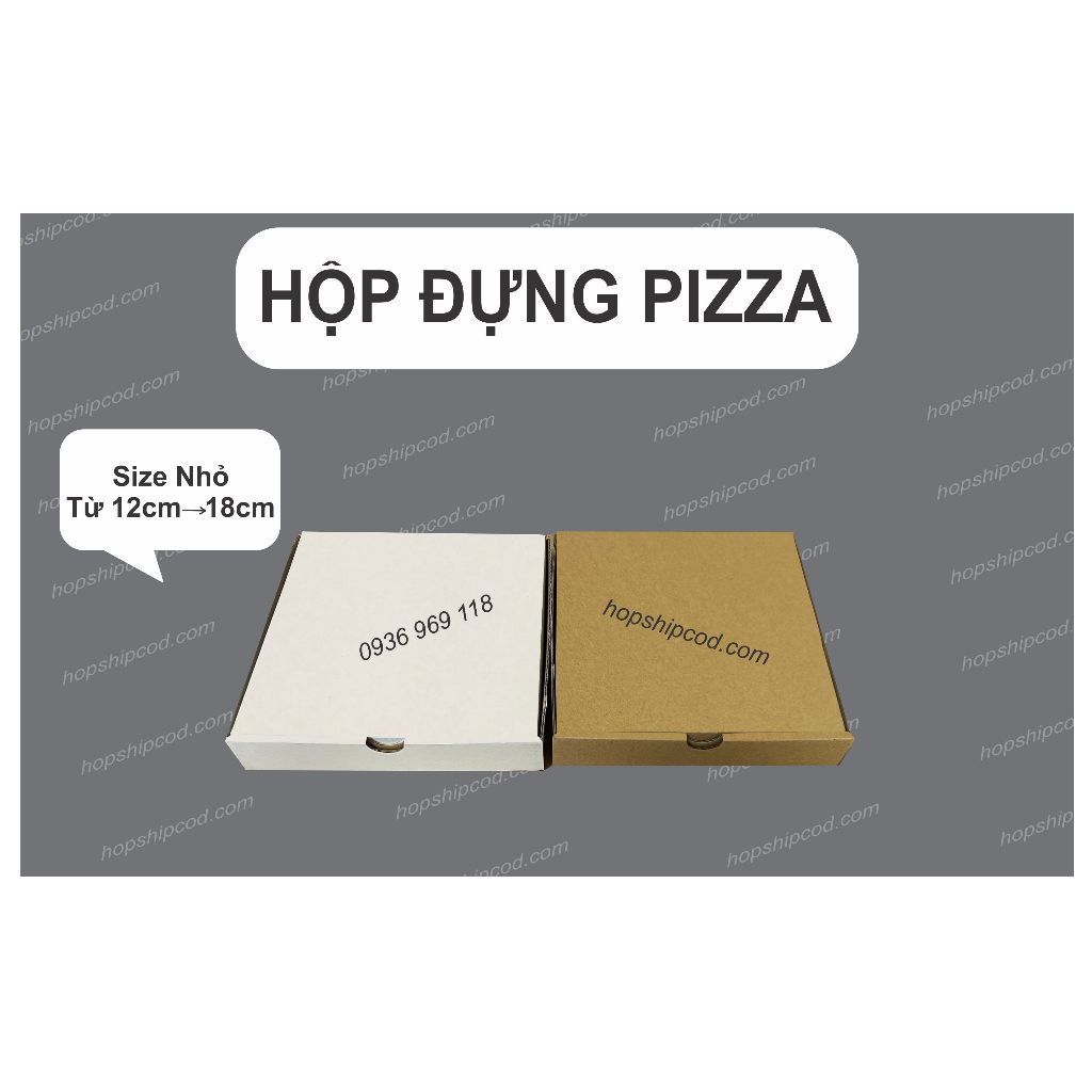 Hộp Đựng Pizza Size 12,14,16,17,18 Hộp Nâu và Hộp Trắng [Combo 100 cái]