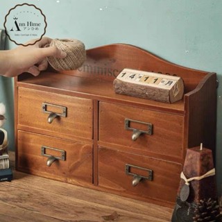 Kệ Gỗ 2 Tầng Để Bàn Làm Việc & Đựng Đồ Trang Điểm Có Ngăn Kéo Retro SP69