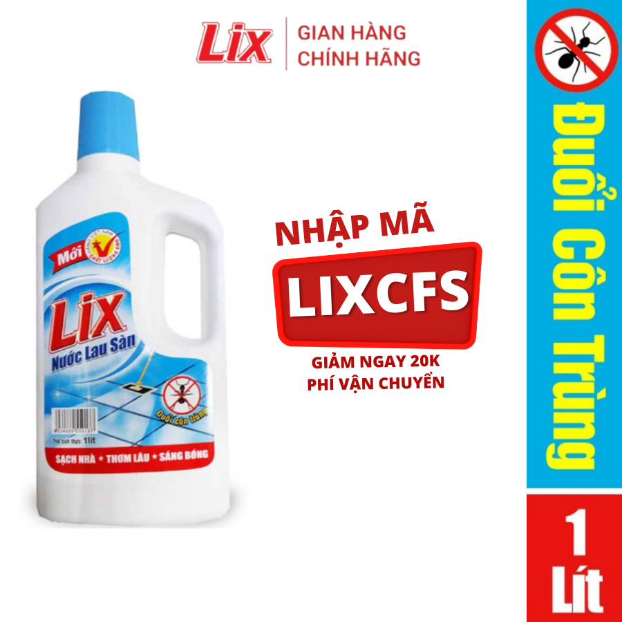 Nước lau sàn LIX đuổi côn trùng Chai 1L LD115 nước lau sàn sạch nhà thơm lâu sáng bóng an toàn ngát hương thơm