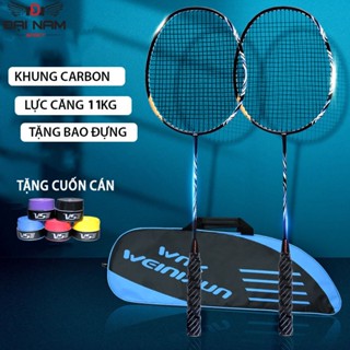 Bộ 2 Vợt Cầu Lông Khung Carbon 710 Căng Sẵn 9kg Căng Max 11kg Đại Nam Sport + Tặng Túi Và 2 Quấn Cán