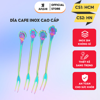 Dĩa Cafe Jiashi Inox 304 vàng trắng ăn hoa quả, bánh ngọt tráng miệng phủ bóng sang trọng DCF01