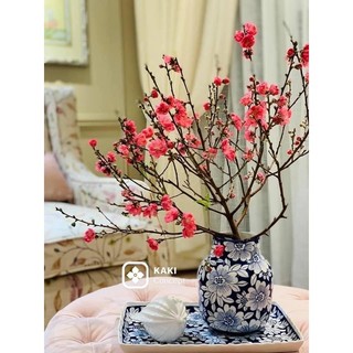 Lọ hoa sứ đẹp - Lọ hoa vẽ tay men lam Bát Tràng