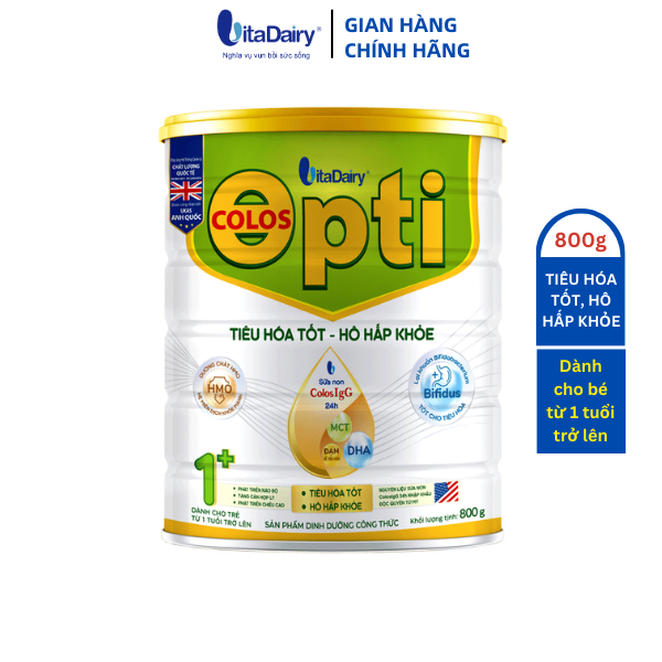 [TẶNG THÚ BÔNG LẠT ĐÀ NGỘ NGHĨNH] Sữa bột Colos Opti 1+ 800g giúp bé tiêu hóa tốt, hô hấp khỏe - VitaDairy