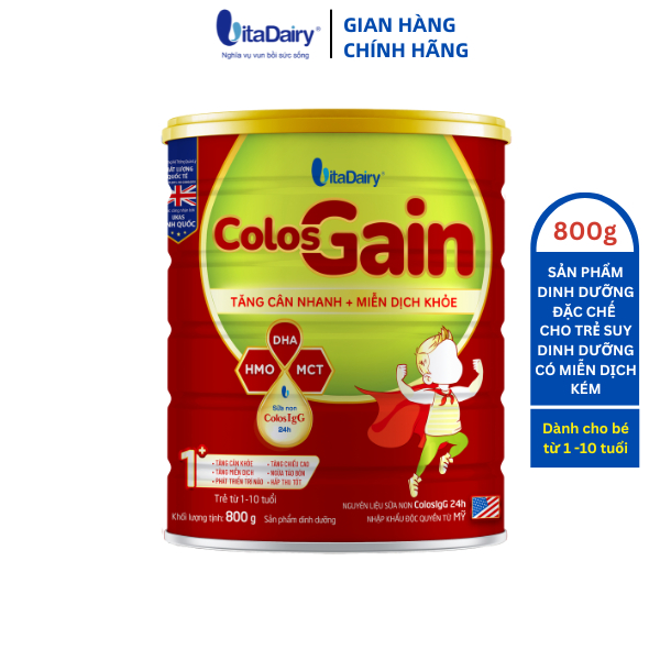 Sữa bột Colos Gain 800g giúp bé tăng cân nhanh, giảm táo bón - VitaDairy