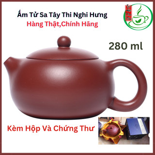 Ấm tử sa tây thi nghi hưng 280ml hàng chính hãng, chứng thư đầy đủ-ấm tử sa nghi hưng cao cấp