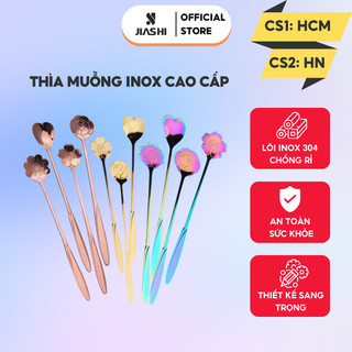 Thìa cafe JIASHI inox 304 cao cấp phủ bóng sang trọng màu sắc hoa văn siêu đẹp trang trí bàn ăn, decor MTC06