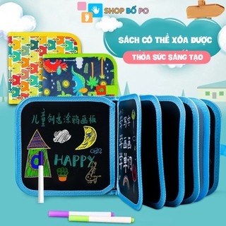 Sổ vẽ viết tự xóa chất liệu Graffiti phát sáng có tặng kèm bút và giấy lau (10 trang + 6 bút màu)