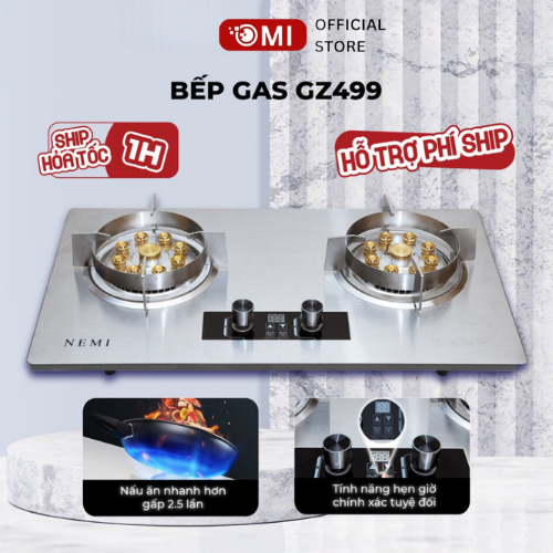 Bếp Ga Đôi GZ4900 Có Tính Năng Hẹn Giờ OMI Kèm 9 Đầu Đốt Cho Lửa Siêu Mạnh, Lắp Đặt 2 Kiểu Cả Âm Lẫn Dương