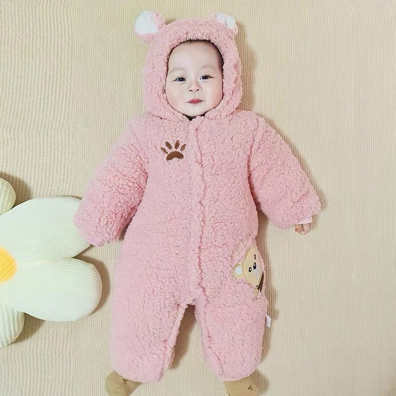 Bộ body ủ lông cho bé trai bé gái siêu ấm - Bộ body lông thu đông cho bé.