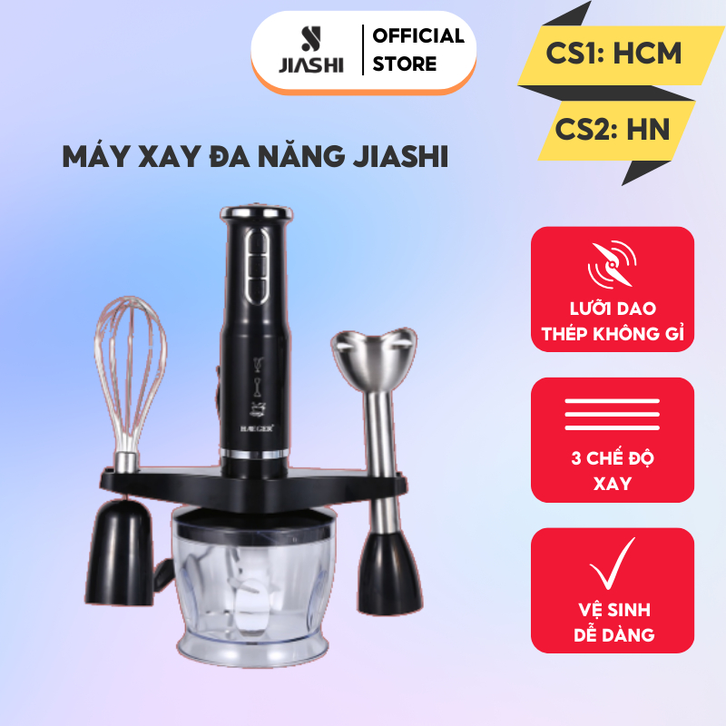 Máy xay cầm tay JIASHI, xay sinh tố, thịt, thực phẩm 600W - 3 mức độ xay, hoạt động hết công suất không nóng máy MXT03