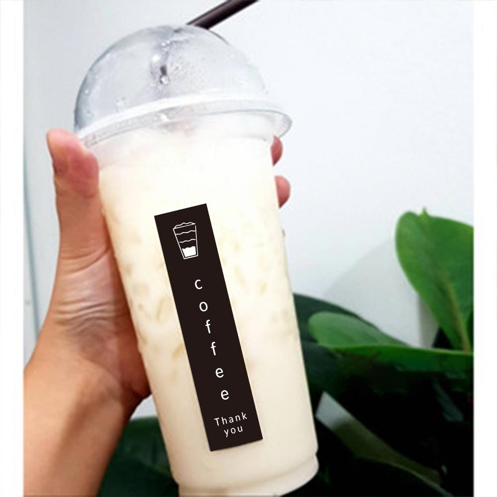 H316_COFFEE STICKER_Tem dán chữ " Thanh You" ly cà phê , 100 tem/ xấp, size 2*9cm