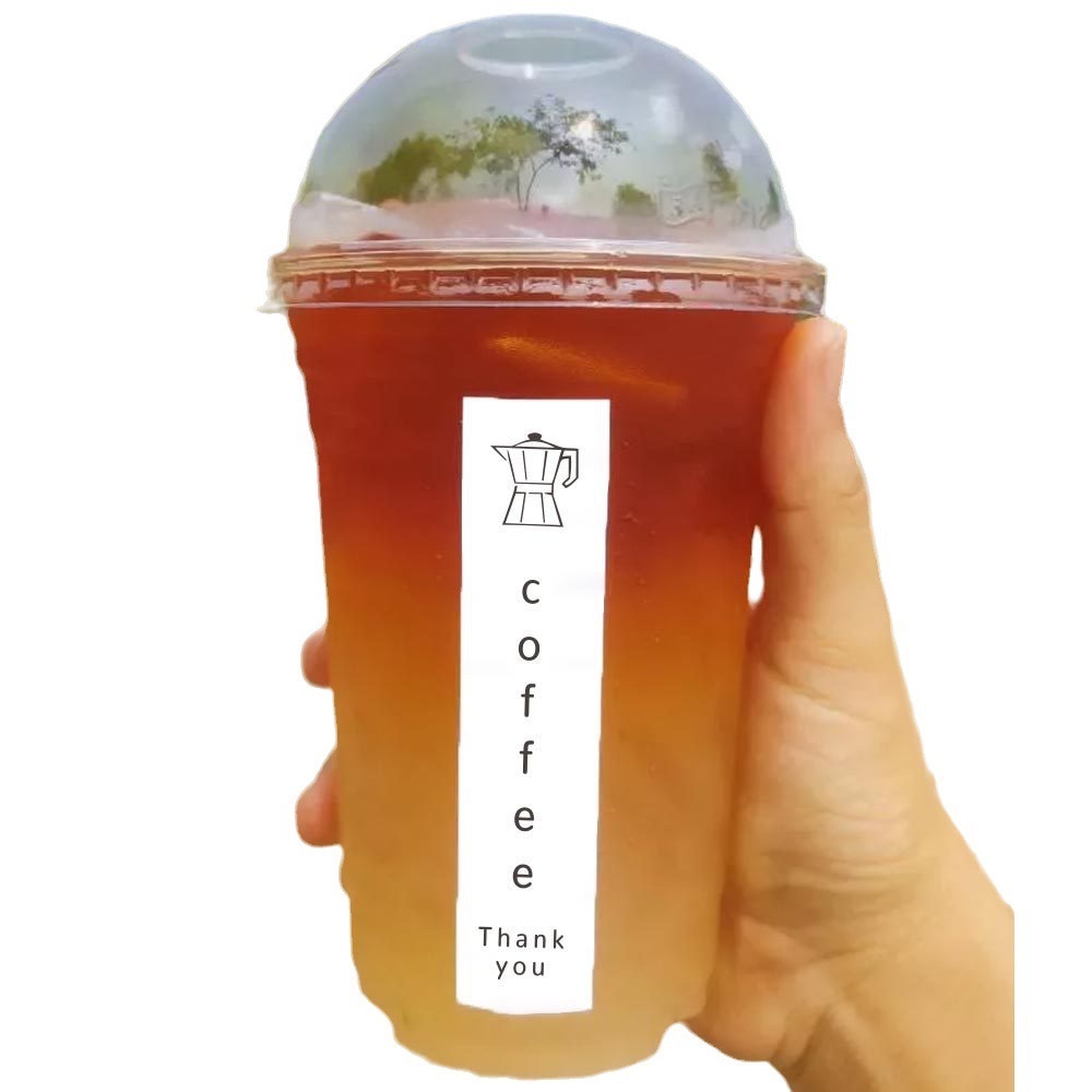 H316_COFFEE STICKER_Tem dán chữ " Thanh You" ly cà phê , 100 tem/ xấp, size 2*9cm