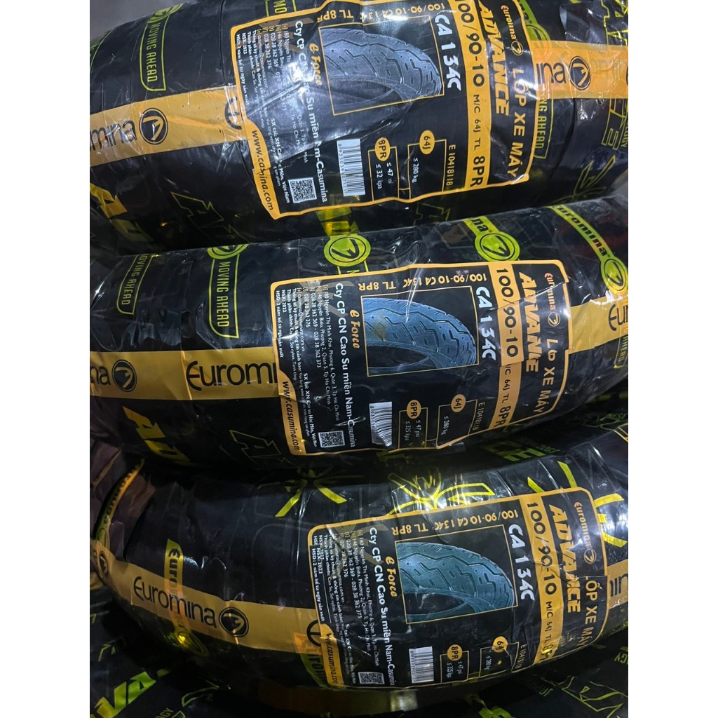 Vỏ 100/90-10 EUROMINA sau led ,atila không dùng ruột