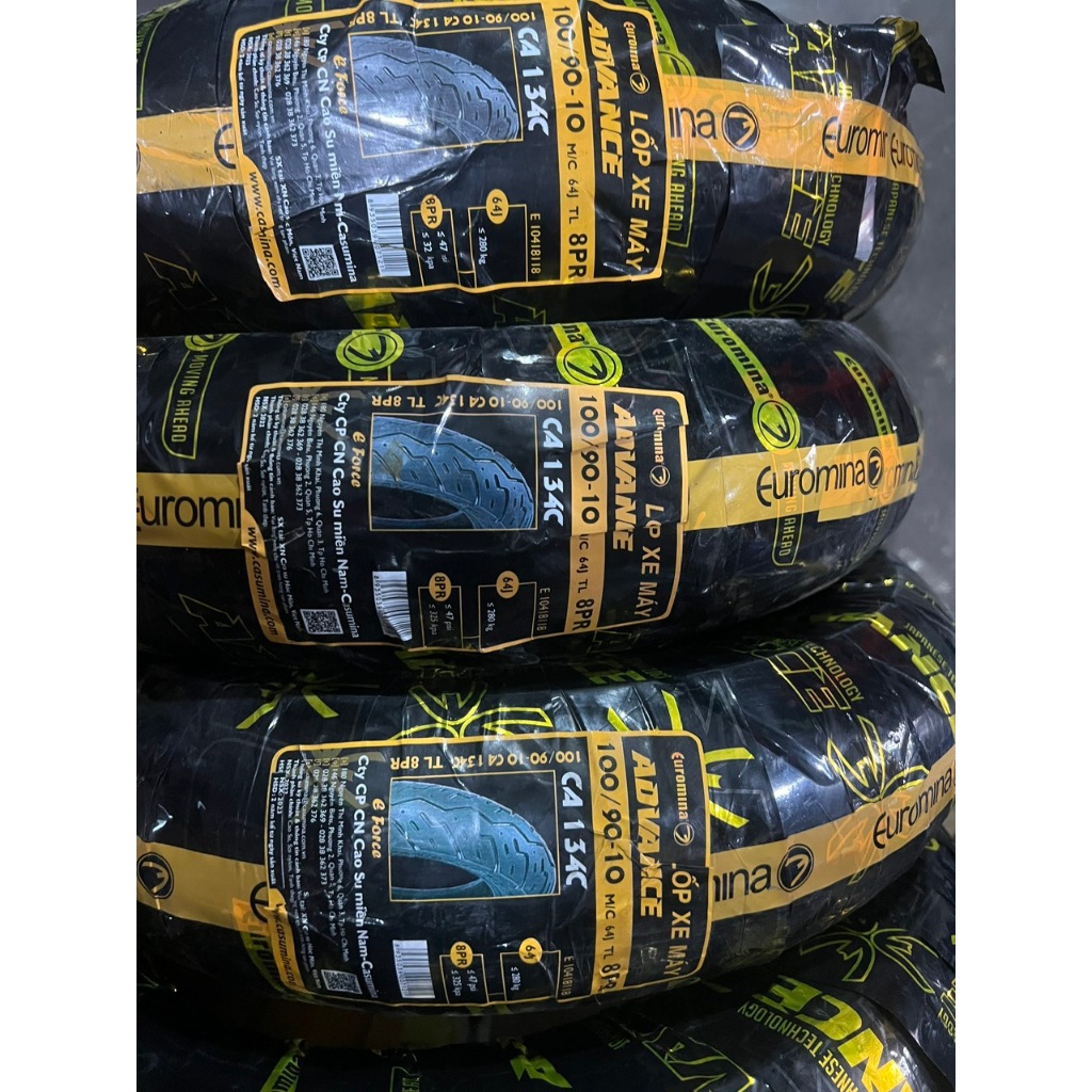 Vỏ 100/90-10 EUROMINA sau led ,atila không dùng ruột