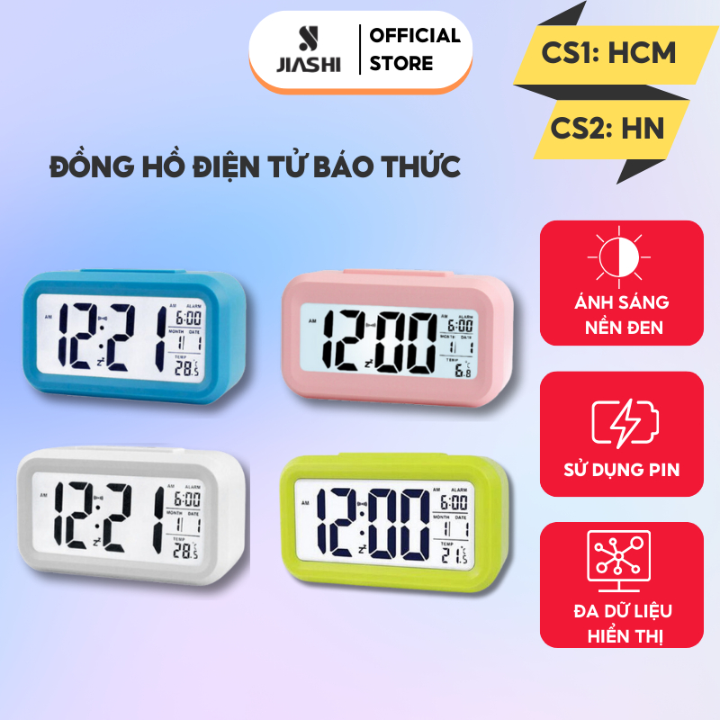 Đồng hồ điện tử báo thức JIASHI để bàn màn hình LED hiển thị ngày tháng nhiệt độ thời tiết - DHL03