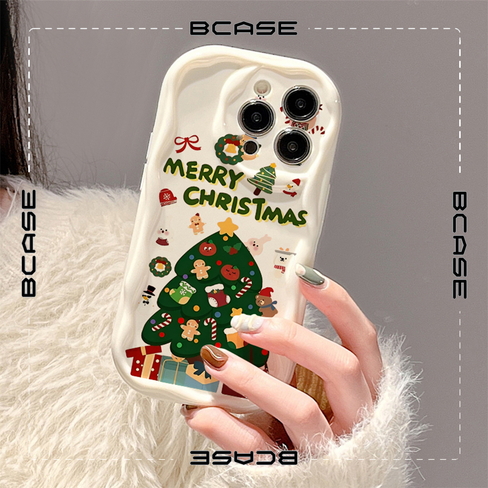Ốp lưng iphone Viền Nổi Cạnh Sóng Cây thông giáng sinh Merry Christmas 6/7/8/8plus/x/11/12/13/14/max/promax sk6020