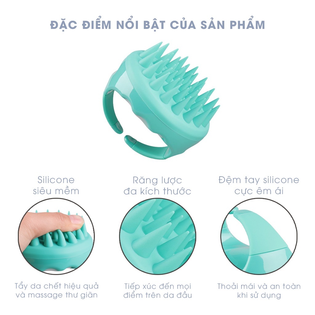 Lược gội đầu silicon massage đầu heeta iLita, lượt bàn chải tóc cao su mềm màu trắng giúp thư giãn da khi tắm