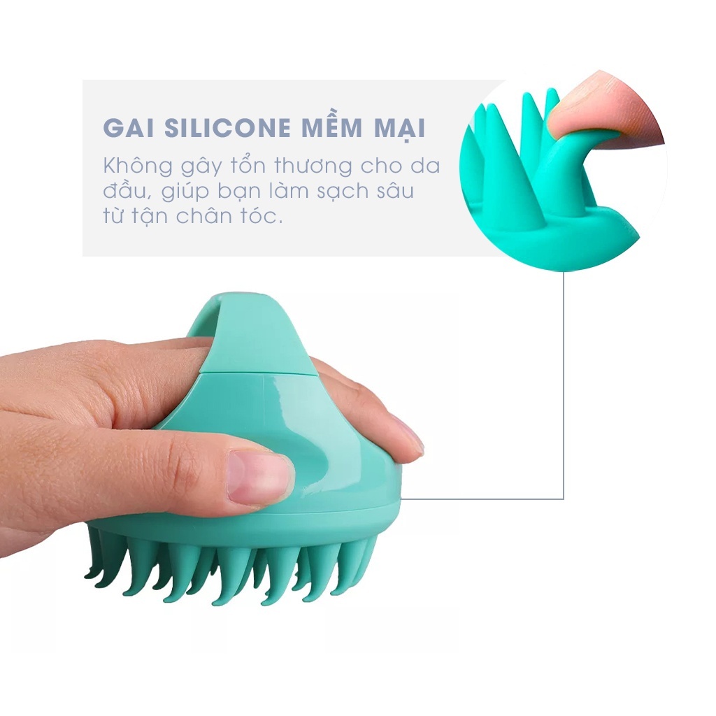 Lược gội đầu silicon massage đầu heeta iLita, lượt bàn chải tóc cao su mềm màu trắng giúp thư giãn da khi tắm
