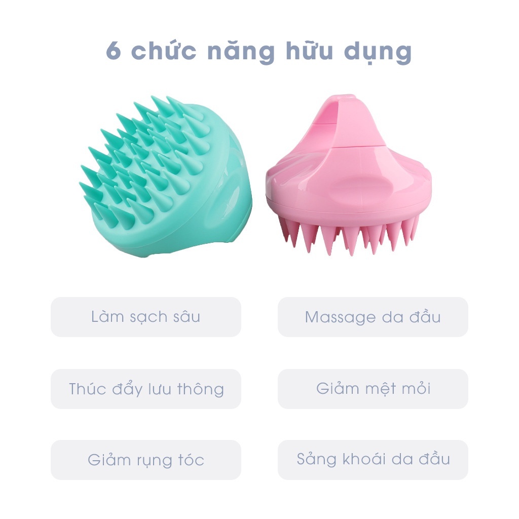 Lược gội đầu silicon massage đầu heeta iLita, lượt bàn chải tóc cao su mềm màu trắng giúp thư giãn da khi tắm