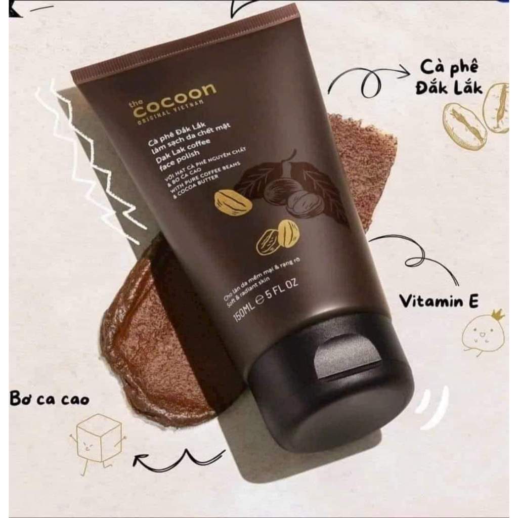 Tẩy da chết mặt và cơ thể cà phê Đắk Lắk Cocoon, Việt Nam  cho làn da mềm mại, rạng rỡ