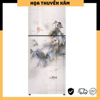 Miếng dán tủ lạnh - decal trang trí chống thấm nước - tranh sơn thủy