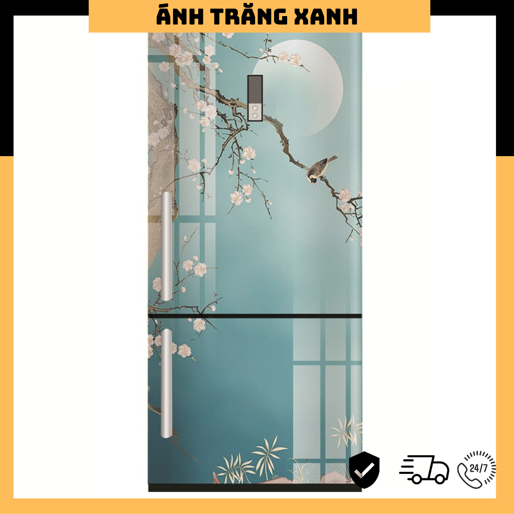 MIẾN DÁN TỦ LẠNH - DECAL TỦ LẠNH CAO CÂP - ÁNH TRĂNG XANH