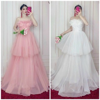 ĐẦM CÚP XOÈ 2 TẦNG ĐÍNH HOA NỔ