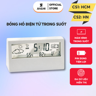 Đồng hồ điện tử trong suốt JIASHI màn hình LED để bàn hiển thị thời gian nhiệt độ thời tiết - DHL04