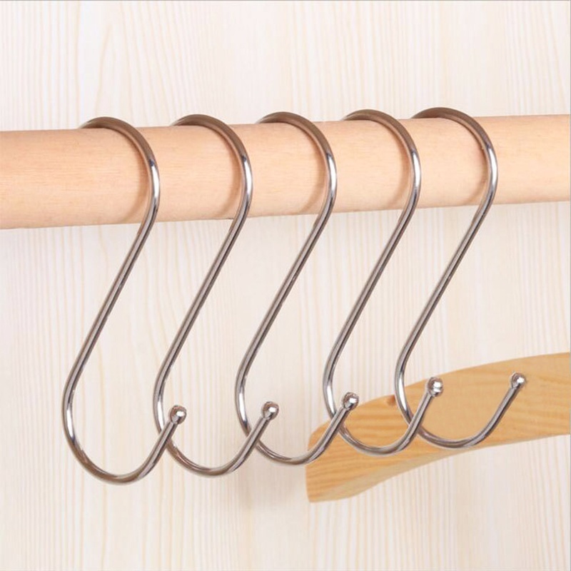 Móc treo đồ bằng thép không gỉ 304 kiểu chữ S 7cm - Móc chữ S inox đa năng có đầu tròn treo quần áo đồ đạc siêu chắc bền