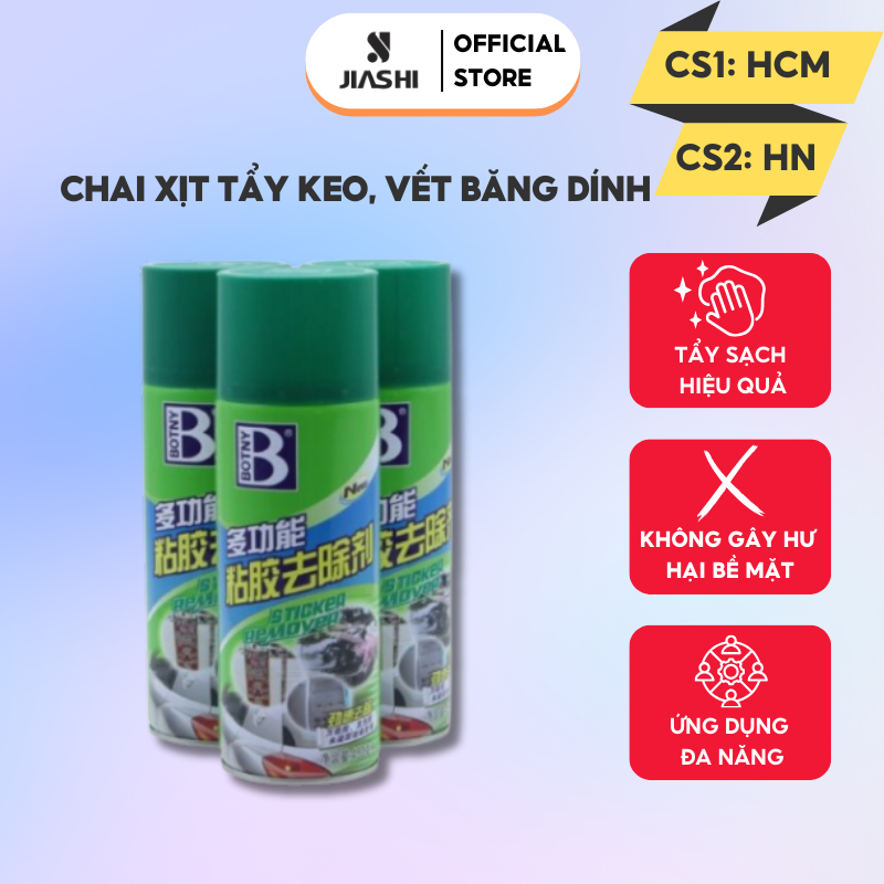 Chai xịt tẩy keo JIASHI tẩy keo vết băng dính trên ô tô biển quảng cáo đá cẩm thạch 450ml BXK01
