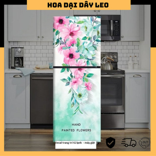 Miếng dán tủ lạnh- decal trang trí tủ lạnh hoa dại dây leo