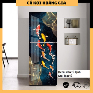 Decal dán tủ lạnh cá koi hoàng gia - hàng cao cấp chống thấm nước