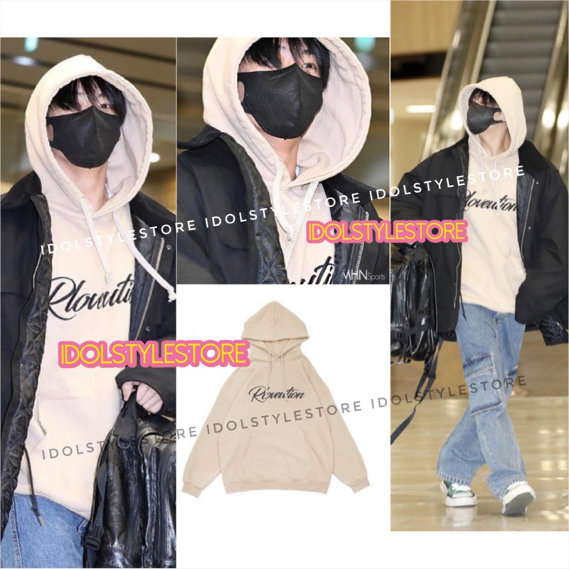 (kèm card) áo nỉ mũ hoodie Rlo sân bay JK JungKook