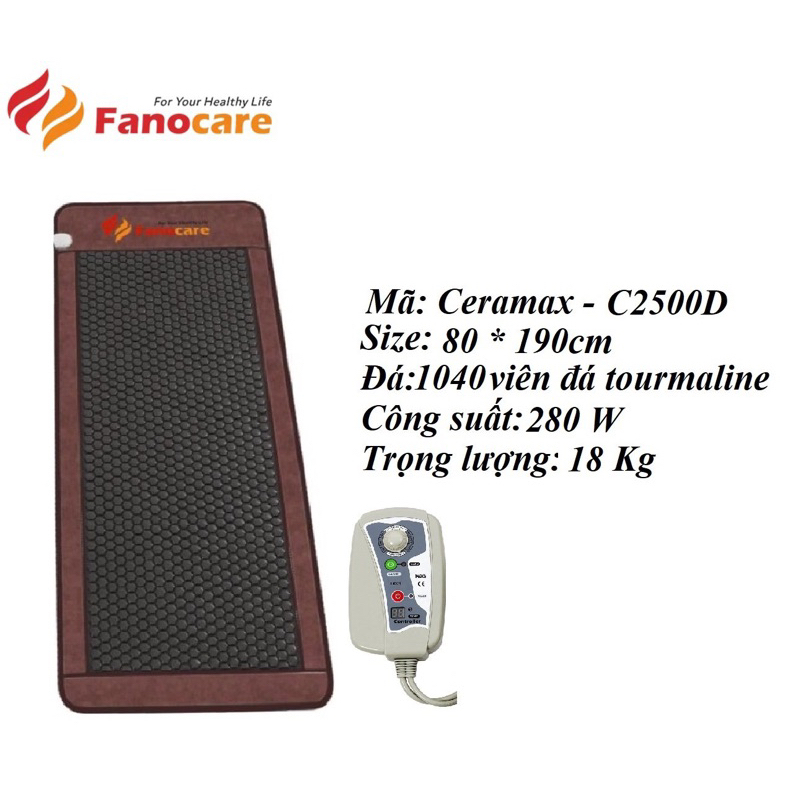 Thảm/nệm đá nhiệt nóng Fanocare 80*190cm đá lục giác đen