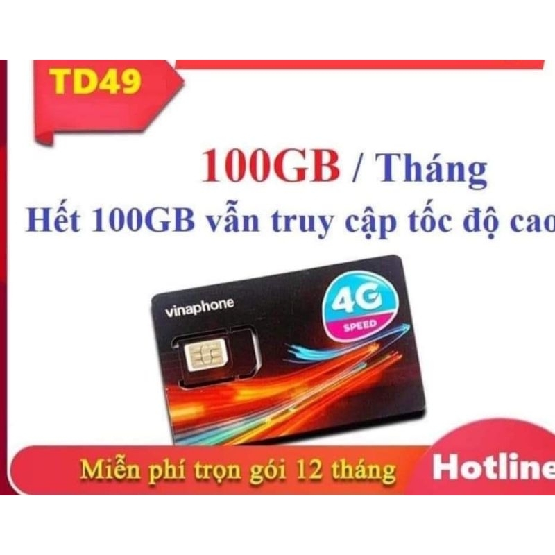 SIM VINAPHONE 12TD49 100GB/THÁNG [CÓ ESIM]