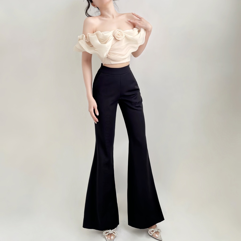 Áo Tay Bồng Croptop nữ Tantalizing, Áo Kiêur Dáng Ngắn ôm Body Đính Hoa Sang Chảnh - Rosy Top - V395