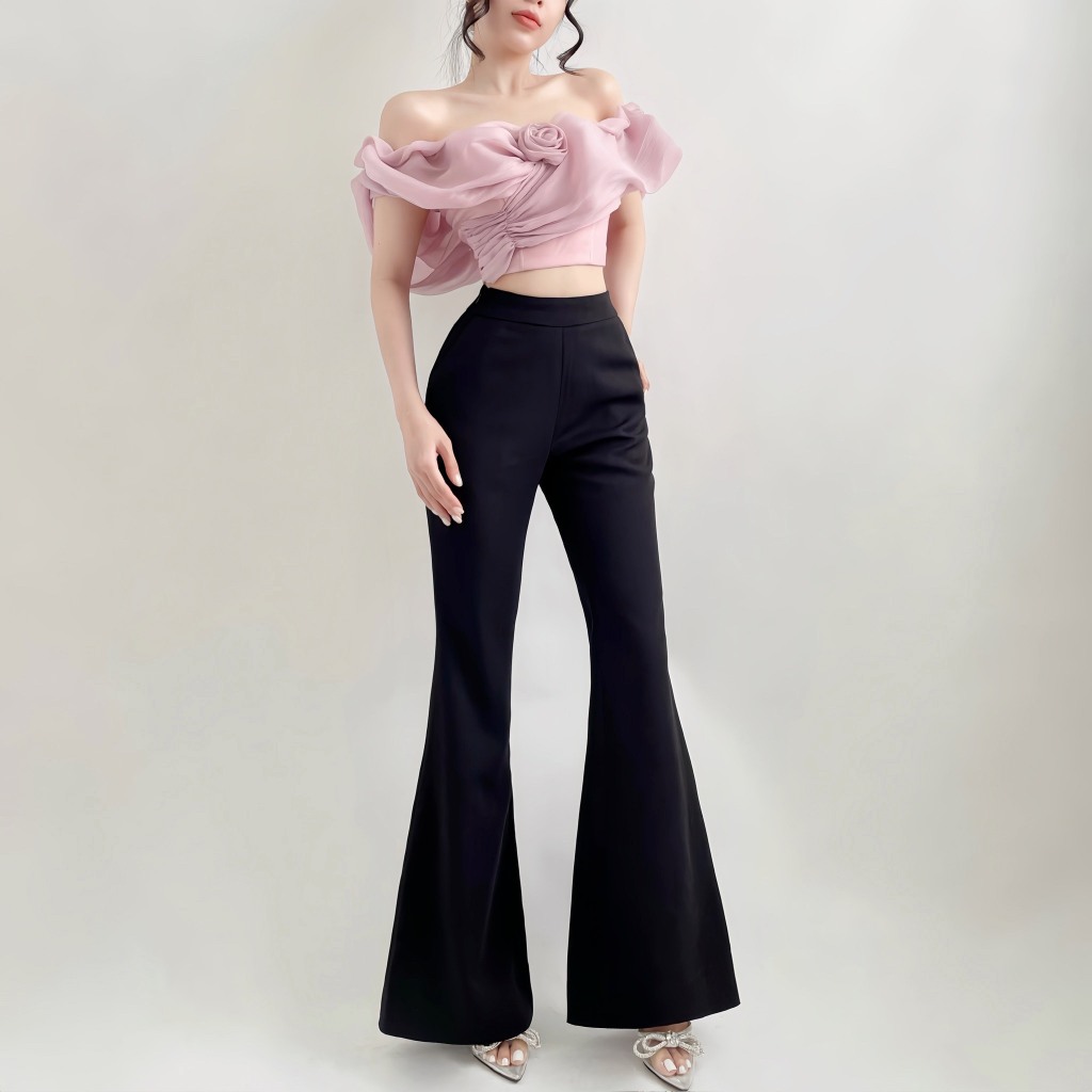 Áo Tay Bồng Croptop nữ Tantalizing, Áo Kiêur Dáng Ngắn ôm Body Đính Hoa Sang Chảnh - Rosy Top - V395