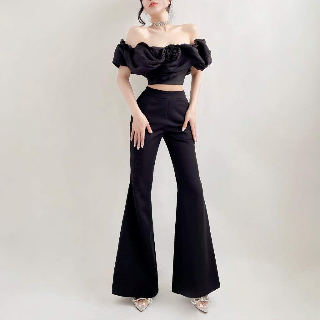 Áo Tay Bồng Croptop nữ Tantalizing, Áo Kiêur Dáng Ngắn ôm Body Đính Hoa Sang Chảnh - Rosy Top - V395