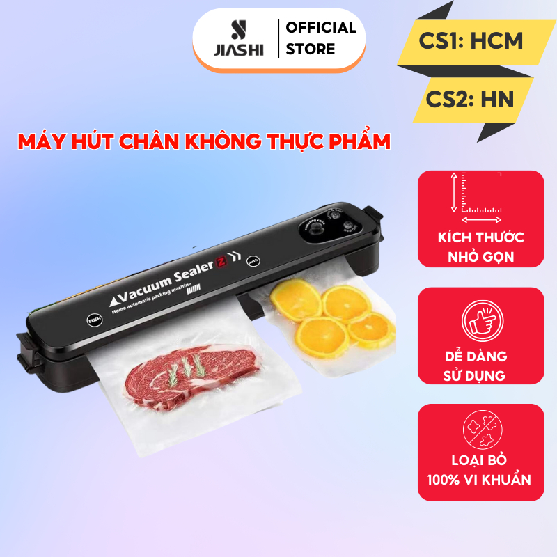 Máy Hút Chân Không Thực Phẩm JIASHI Mini Cao Cấp Tự Hàn Miệng Túi Tiện Dụng Tặng Kèm 10 Túi Hút Chân Không - MHC02