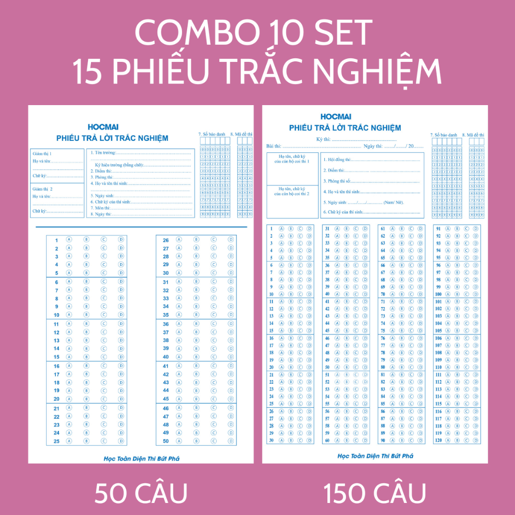 Combo 10 Set - 15 phiếu làm bài trắc nghiệm - HOCMAI