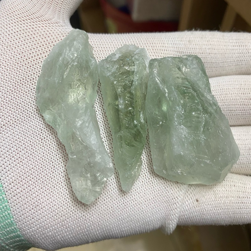 (3 viên) Tinh thể Thạch Anh Xanh (Prasiolite) Pha Lê, dùng trưng bày, sưu tầm, thanh tẩy Tarot...!!!