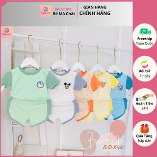 Bộ Cộc Tay Minky Mom Thun Lạnh  cho bé họa tiết THÊU Mic Ky xinh xắn cho bé trai bé gái 5-18kg