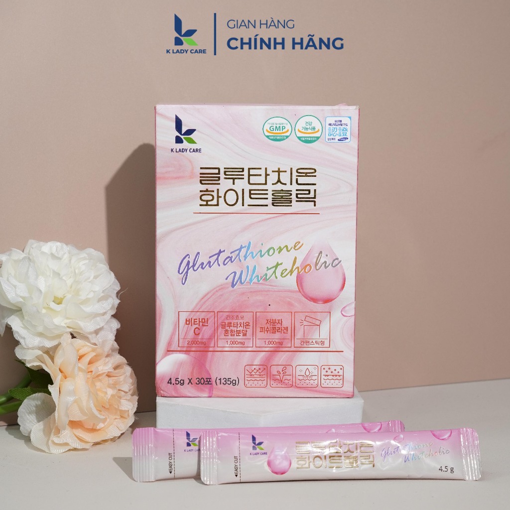Bột uống trắng da K Lady Care 30 gói tăng cường hệ miễn dịch, sức khỏe, đề kháng, bảo vệ tế bào, cấp ẩm tăng độ đàn hồi