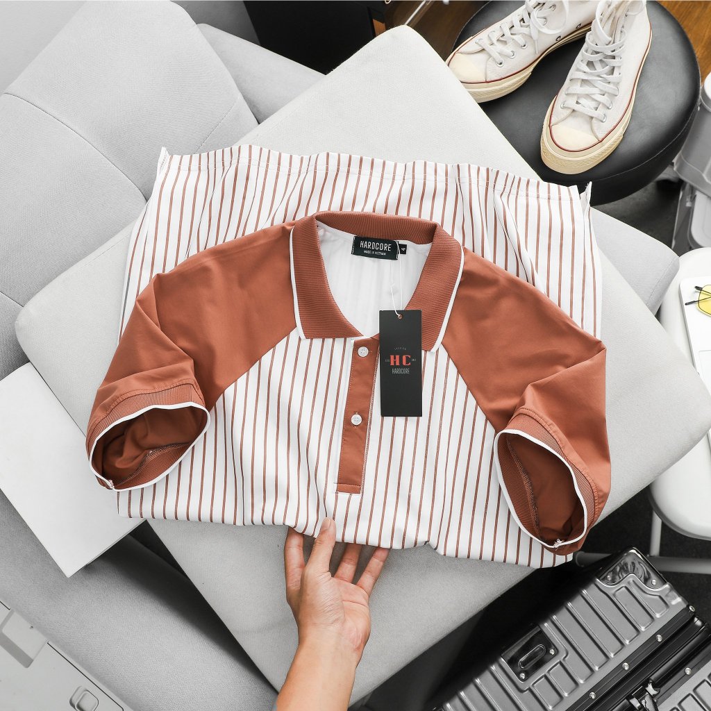 Áo thun polo bigsize nam phối sọc dọc nhiều màu thời trang cỡ đại < 140kg